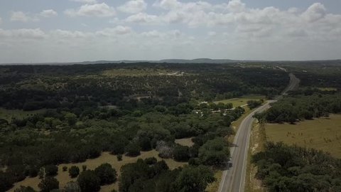 Drone Video Of A Backroad In The Texas Hill Country