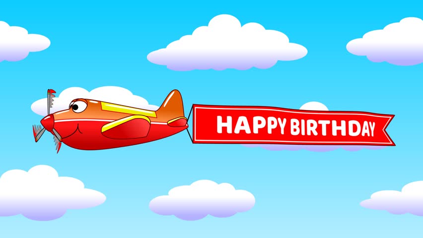 Cartoon Airplane Towing Banner With Stock Footage Video 100