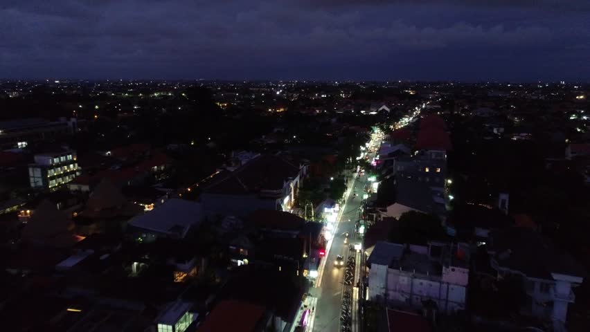 Seminyak, Bali / Indonesia - August 17, 2018 : Aerial of the Seminyak area in Bali, Indonesia