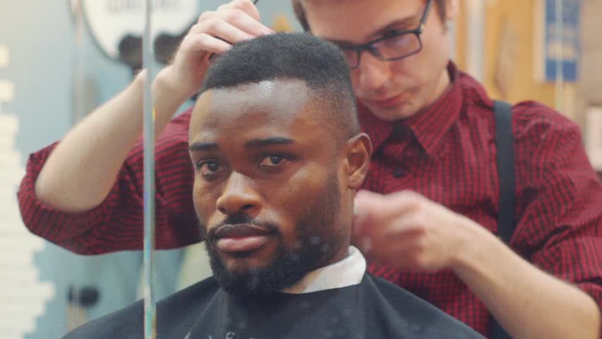 White Guy Makes Haircut For Stock Footage Video 100 Royalty
