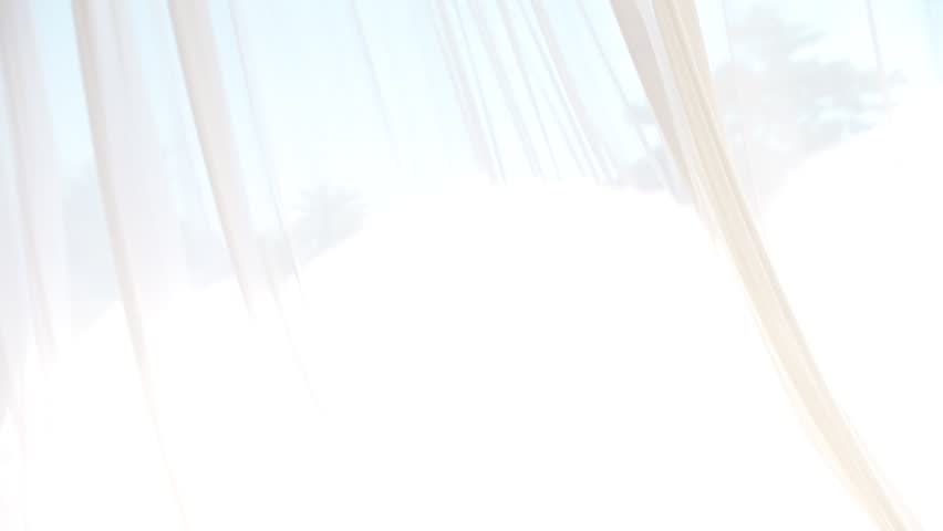 Light Breezy Sheer Curtain Blowing Stock Footage Video 100