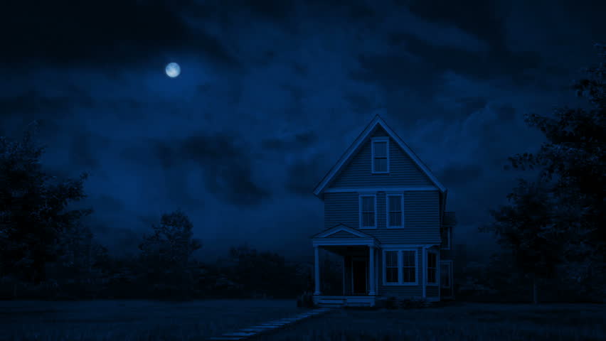 House at Night with Trees Stock Footage Video (100% ...