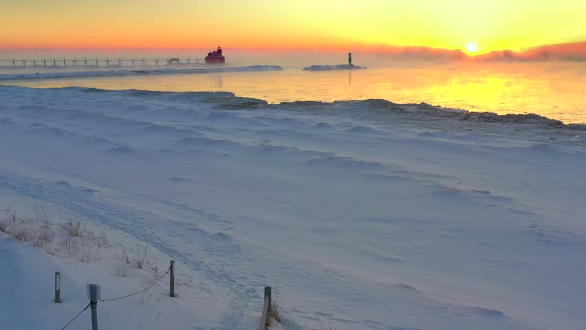 Winter on Lake Michigan in Sturgeon Bay, Wisconsin image - Free stock ...