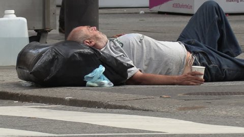 Toronto, Ontario, Canada April 2019 Homeless Person the Streets Of Wealthy Financial District