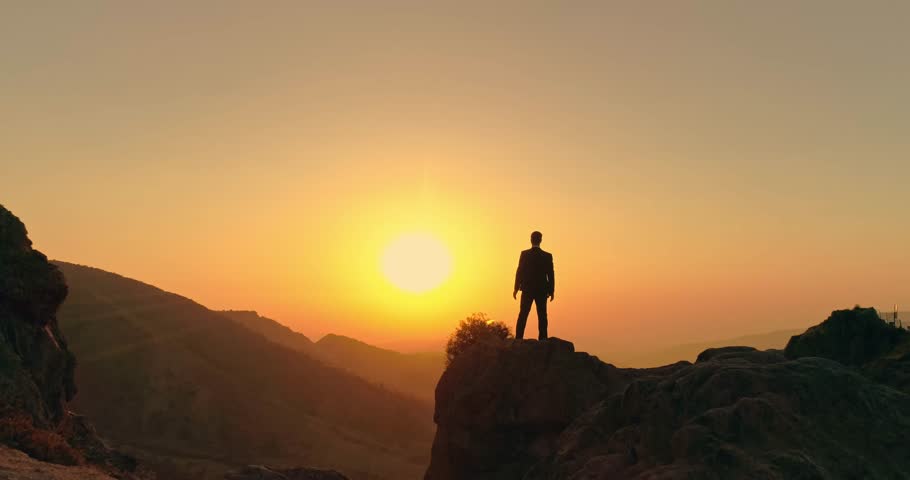 Successful Businessman Standing On Top Stock Footage Video (100% ...