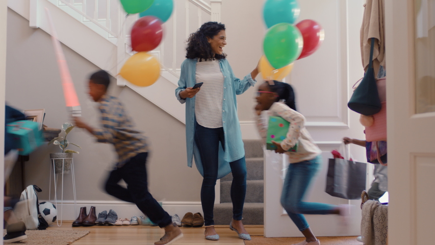 Funny Birthday Party Mother Opening Stock Footage Video 100