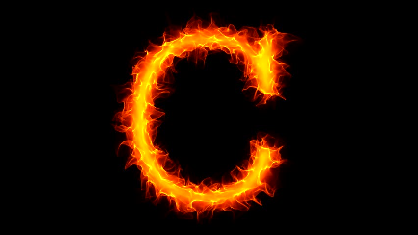 Burning Letter C Graffiti Isolated On Black With Matte Stock Footage ...