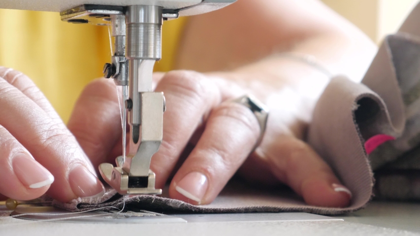 Curtain Sewing Process On Sewing Stock Footage Video 100