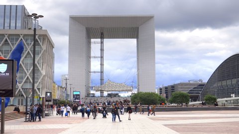 Paris France June 2019 Businessmen And People Walking And Going To Work On The Forecourt Of La Defense The Largest Business Center In Europe In Paris France