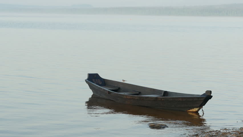 Old Small Wooden Boat On Stock Footage 100 Royalty Free Old Small Wooden Boat On Water 4k Uhd Fishing Floating The Forest Lake