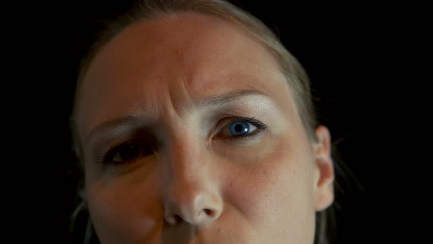 Funny Shocked Woman With Goggled Eyes Staring At You Studio Isolated Stock Footage Video