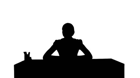 Silhouette Beautiful Female Student Read Stock Footage Video 100