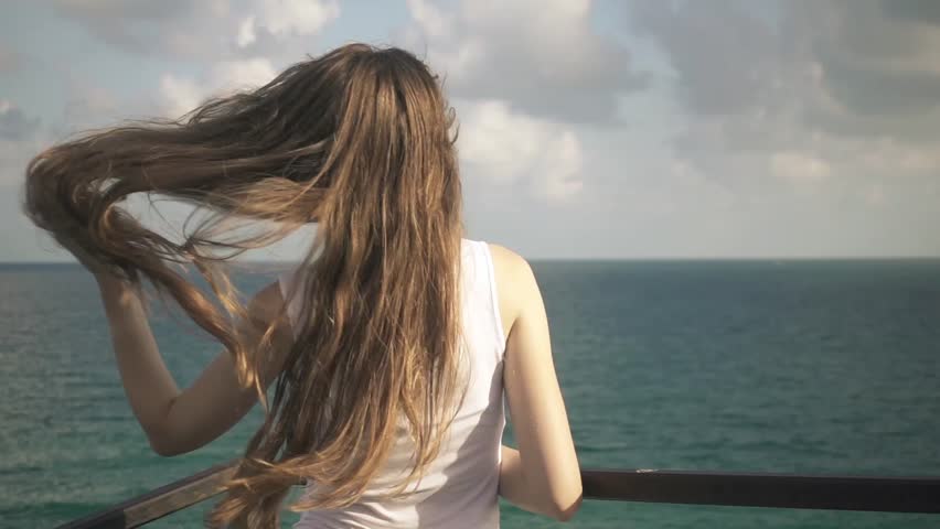 Woman With Long Hair Fluttering Stock Footage Video 100