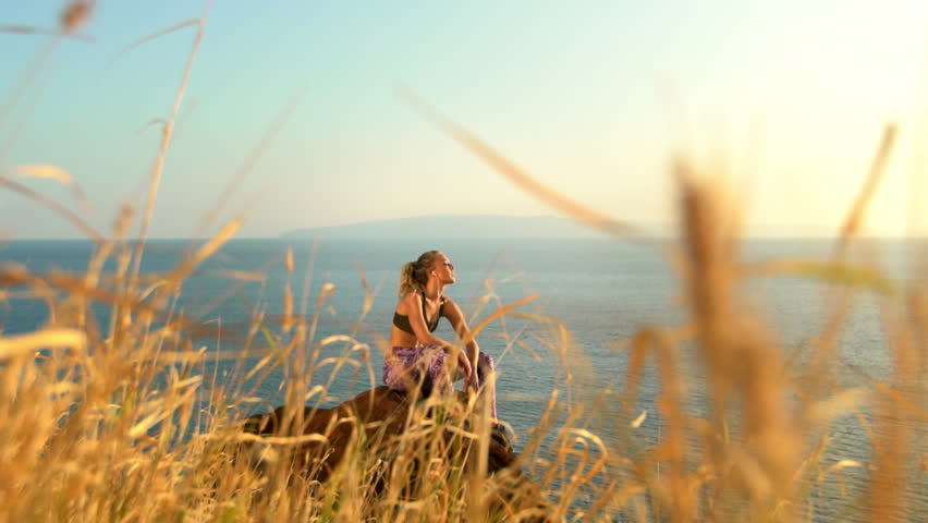 Stock Video Clip of Young Athletic Woman Working out in Nature ...