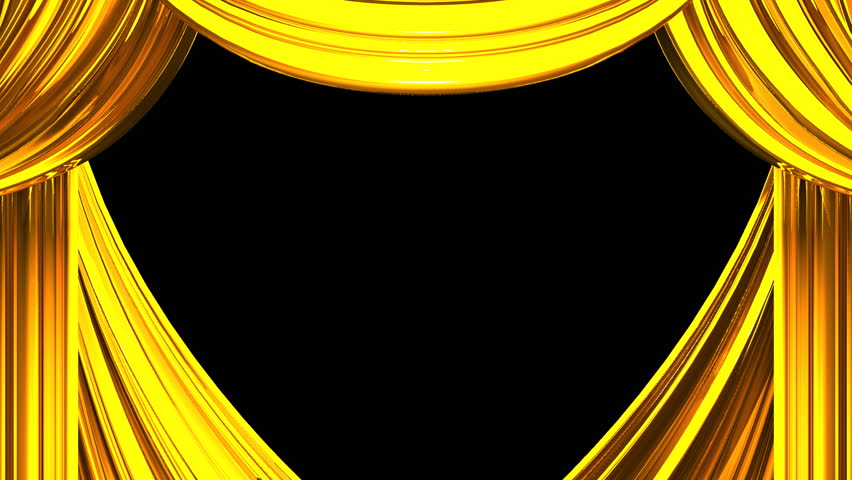 Gold Stage Curtain On Black Background Loop Able 3D Render Animation   9 