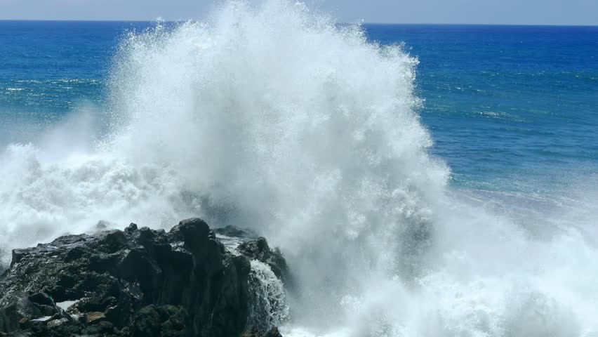 Powerful Waves Crashing Rock Sea Nature Travel Tourism Vacation Footage ...