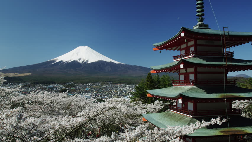 Mount Fuji And Chureito Pagoda Stock Footage Video (100% Royalty-free 