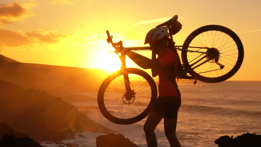 Mountain Biking Mtb Cyclist Woman Stock Footage Video (100% Royalty