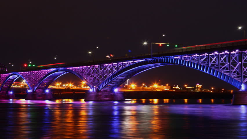 4K UltraHD Timelapse Of The Peace Bridge At Night Stock Footage Video ...