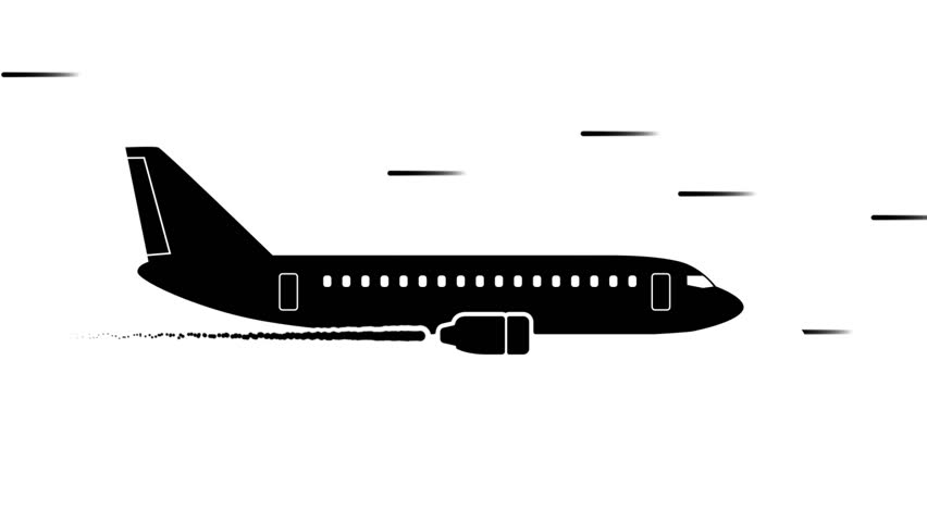 Animation Of Fast Flying Airplane In Drawing Style. Animation In Stop