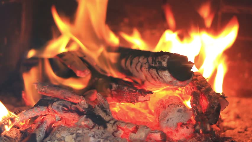 Hd00 15hot Fireplace Full Of Wood And Fire With The Sound
