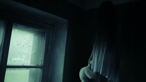 Scary Zombie Girl In Nightie Stock Footage Video 100