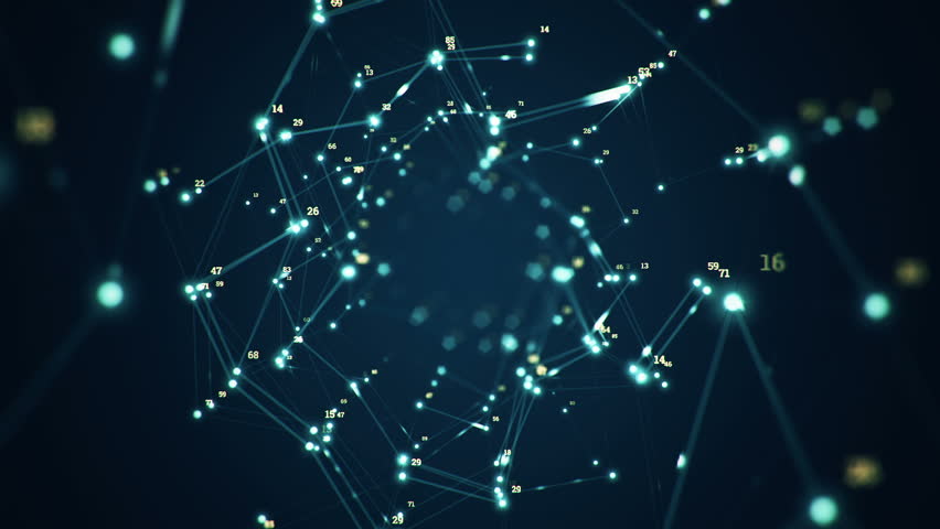 Digital Data Points Network Loop 1A: Dark Background, Rotating ...
