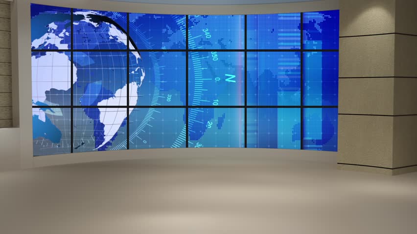 News TV Studio Set - Virtual Green Screen Background Loop Stock Footage ...