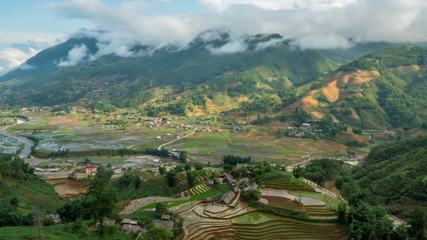 Stock video of amazing terraced rice paddies in the | 18565721 ...