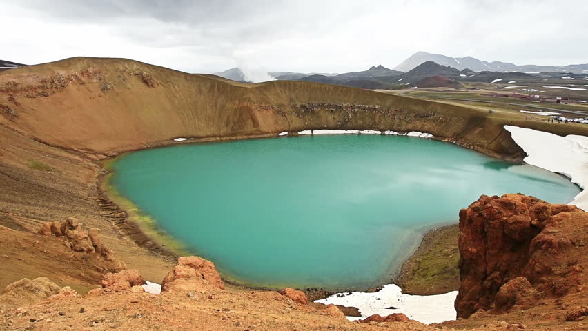 Beautiful Turquoise  Color Lake  Crater  Stock Footage Video 