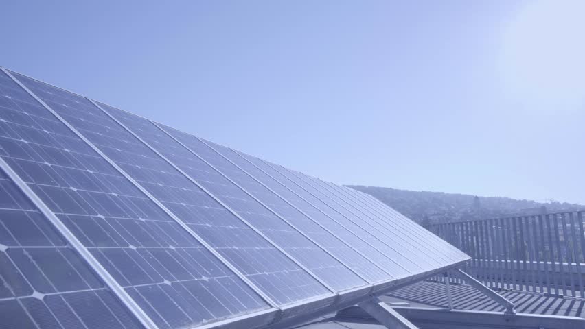 Solar Photovoltaic Panels On Roof Stock Footage Video (100% Royalty