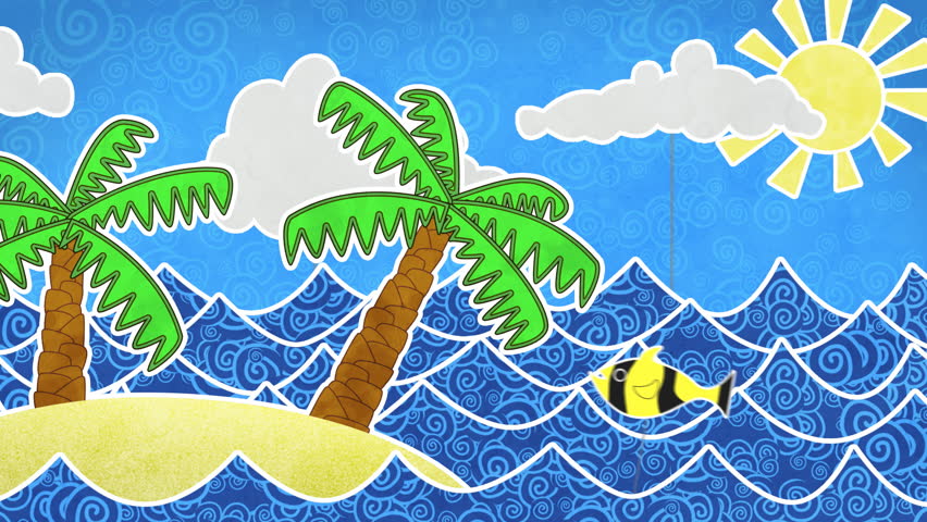 Tropic Island. This Cartoon Animation Is Perfect For Creating Vacation