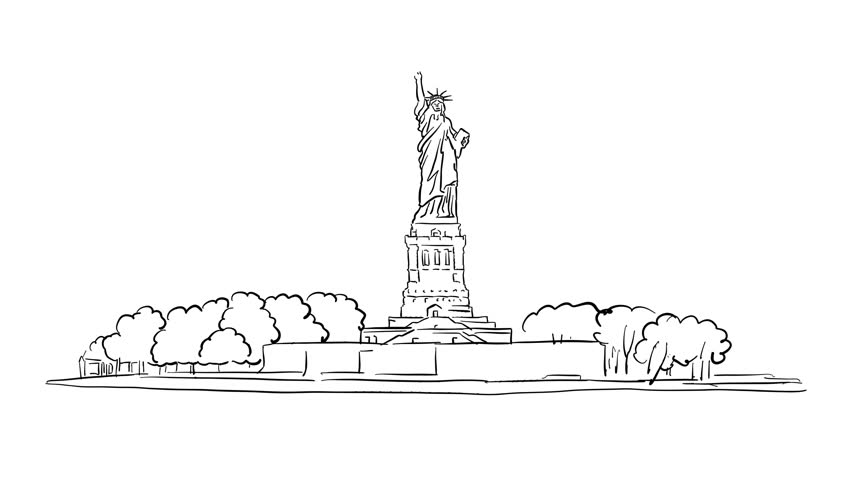 Statue Of Liberty Sketched Time Stock Footage Video 100 Royalty