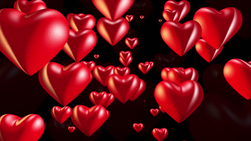 Vibrating Red Hearts On Black Stock Footage Video 100 Royalty