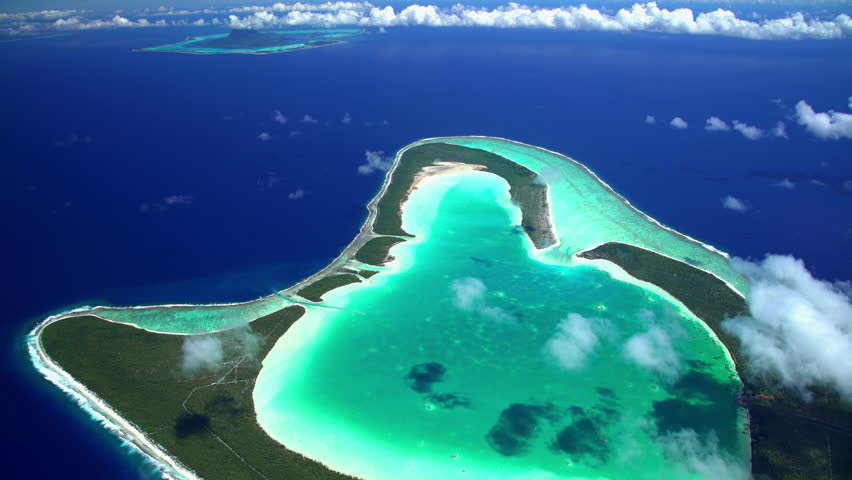 Aerial Tupai French Polynesia Atoll Island Coral Paradise Tahitian ...