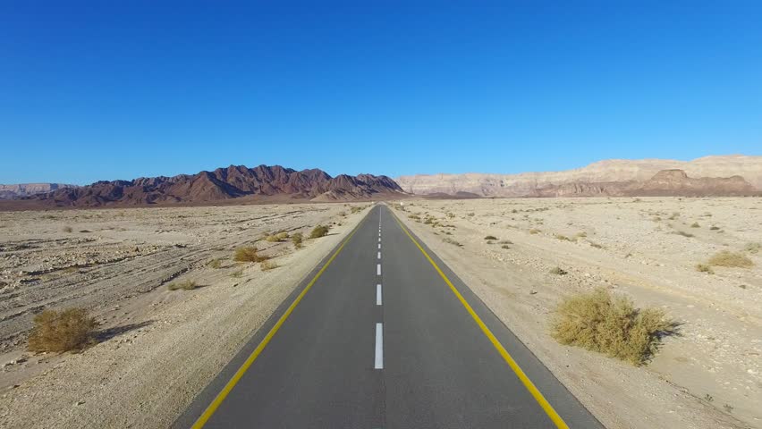 Driving Shot On An Empty Road In Death Valley National 