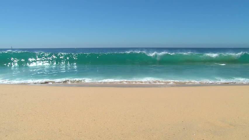 Ocean seascape scenic off Cabo San Lucas, Mexico with large wave crashing on