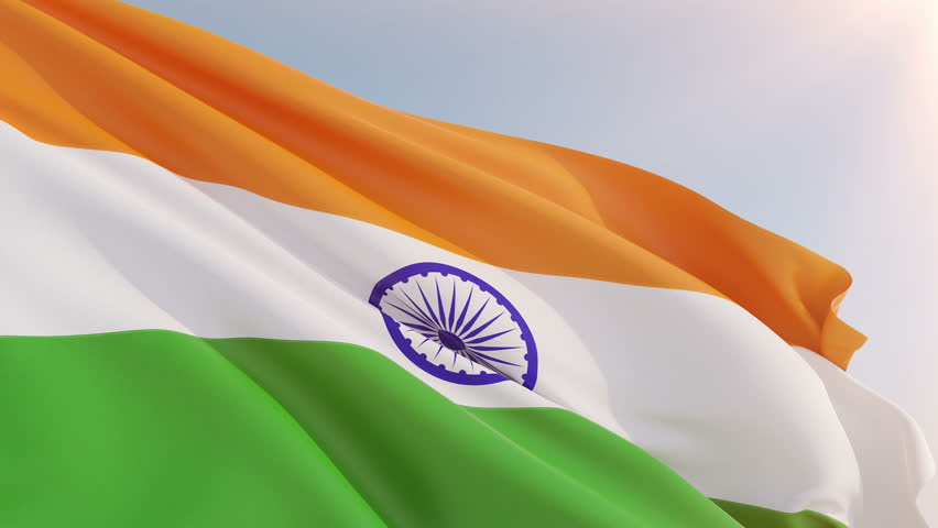 Indian Flag Waving Over A Blue Cloudy Sky Stock Footage Video 4359710 ...