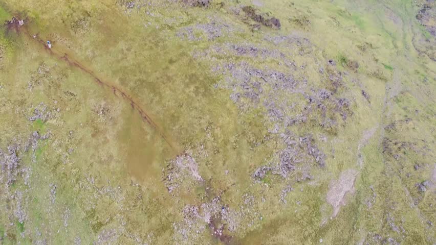 View from Carrauntoohil, Co Kerry, Ireland overlooking Calee and Gouragh lakes in the Macgillycuddy's Reeks range.