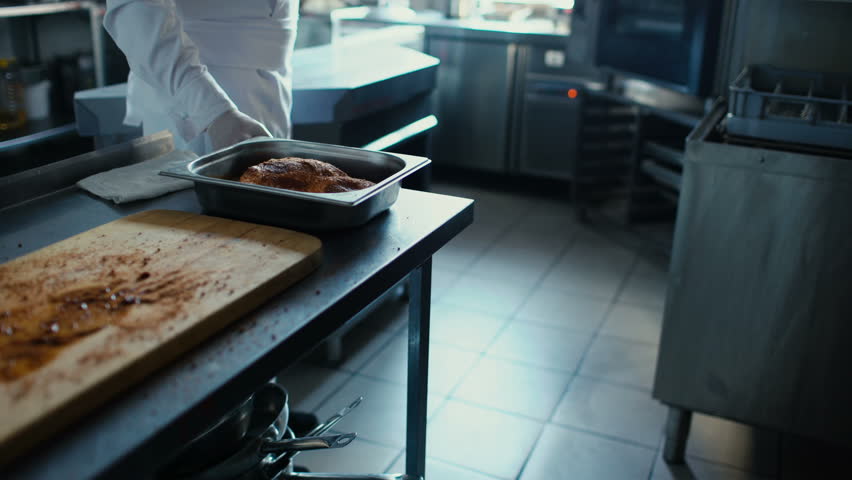 Restaurant Kitchen Video professional chef man prepare gravy sauce with spices at Restaurant Kitchen Video professional chef man prepare gravy sauce with spices at