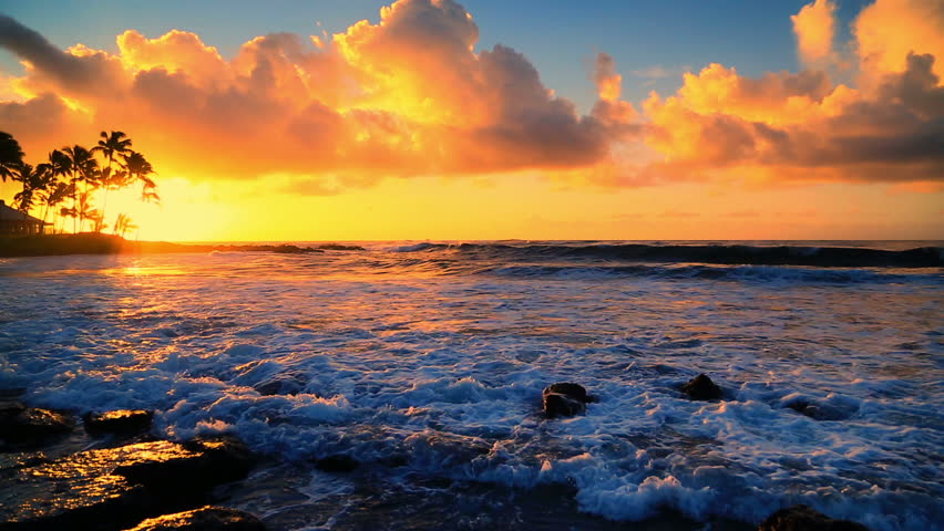 Stock video of sunrise at poipu beach in kauai, | 24472421 | Shutterstock