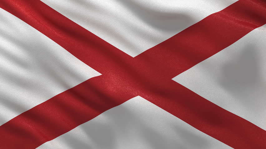 Waving Flag Of The US State Of Alabama With The Crimson Cross Of St ...