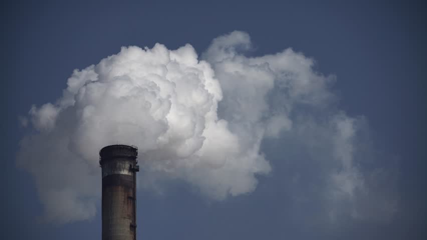 Factory Smokestack Blowing Fume Into The Atmosphere Stock Footage Video ...