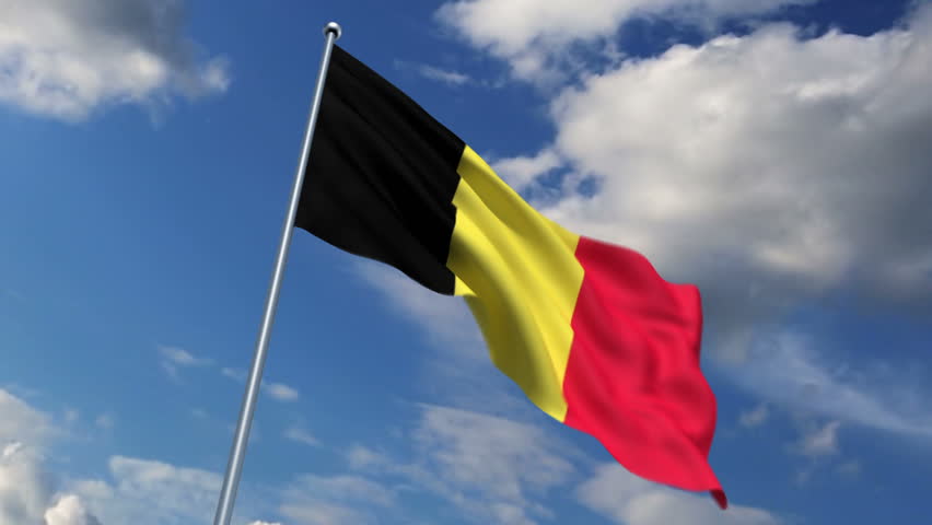 Stock Video Clip of Belgian flag waving against time-lapse clouds ...