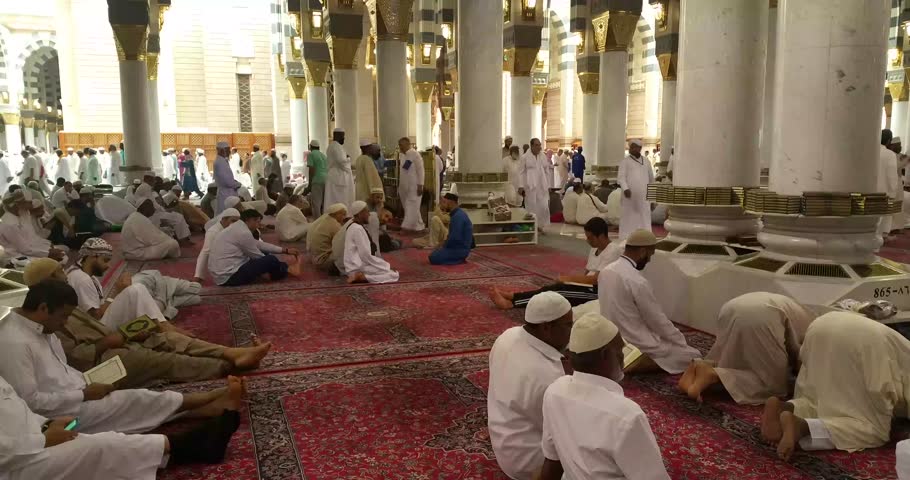 MEDINA, September 2016, Muslims Pray Inside Of Masjid Nabawi In Medina ...