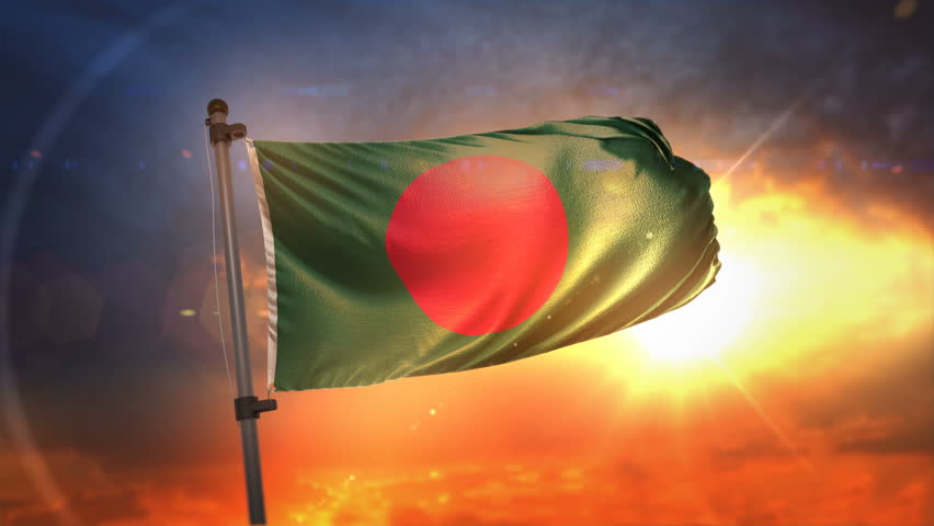 Bangladesh Flag Backlit at Beautiful Stock Footage Video (100% Royalty