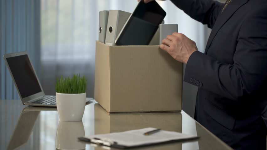 Employee Putting His Stuff From Stock Footage Video (100% Royalty-free 