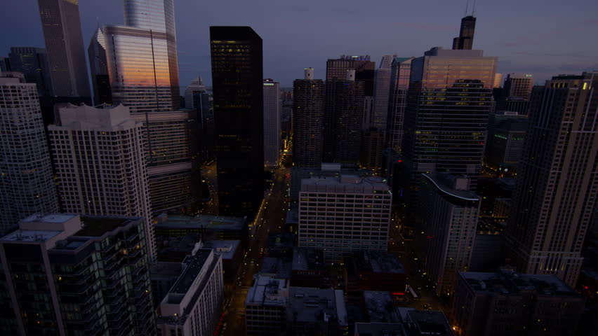 NYC New York City Night Skyline Street Aerial View Stock Footage Video ...