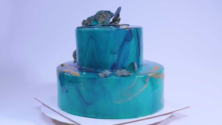 Mousse Cake Decorated In Marine Stock Footage Video 100 Royalty