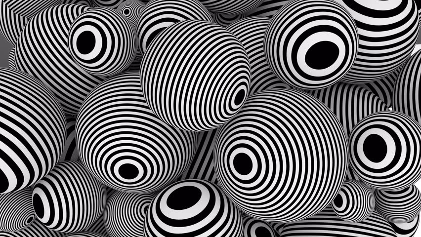 In The Style Of Optical Visual Illusions - Op Art. Background Black And ...